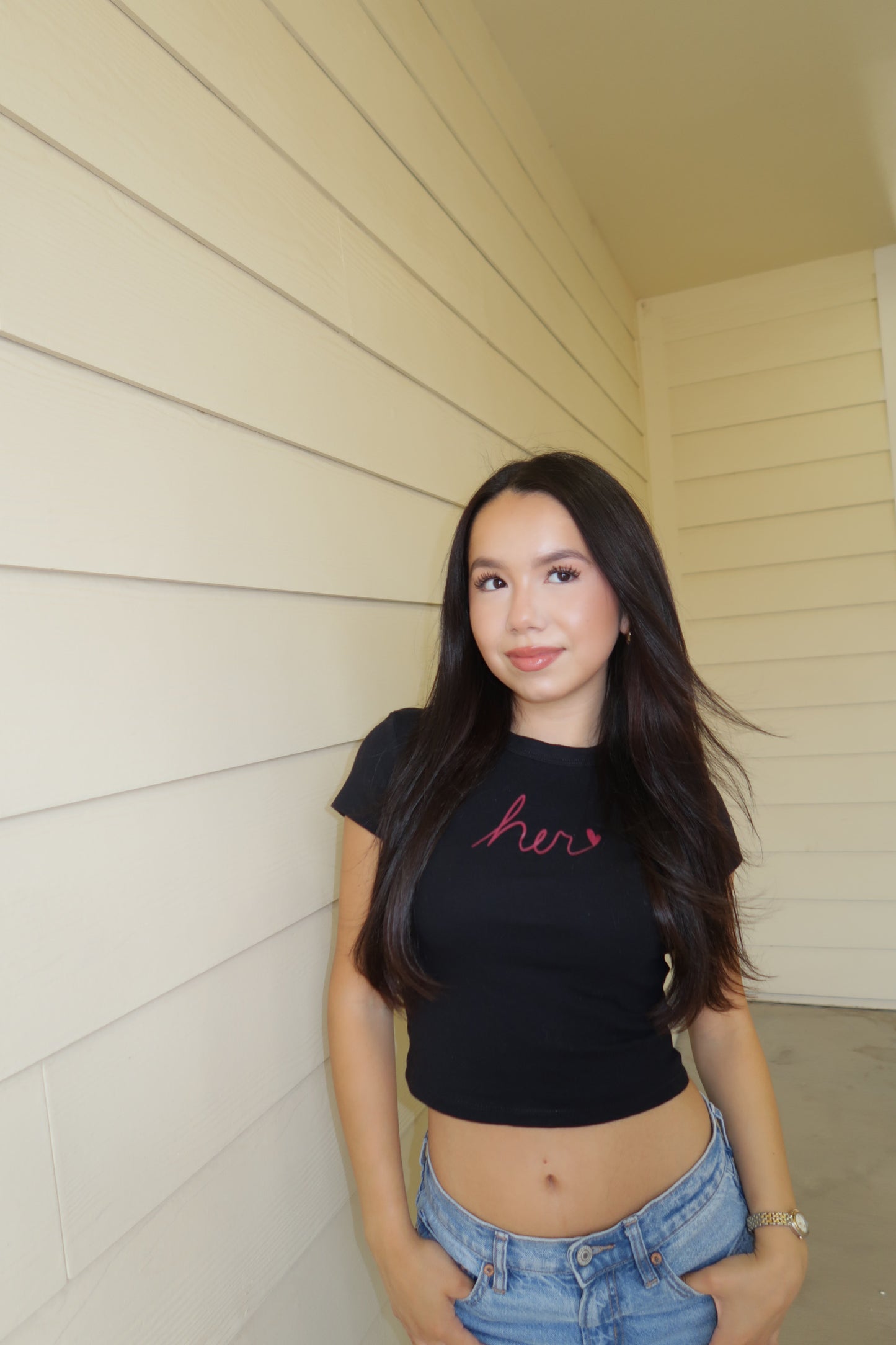 Her baby tee