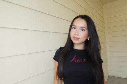Her baby tee